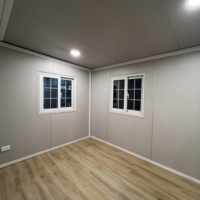 Maison conteneur de 40 pieds - Conception de villa modulaire en panneaux sandwich d'acier, aménagement moderne avec deux chambres et un salon