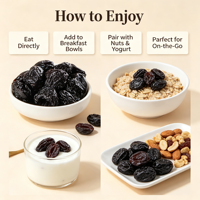 Prunes séchées naturelles, fruits de pruneaux conservés, riches en fibres, collation saine pour la pâtisserie et les garnitures de yaourt