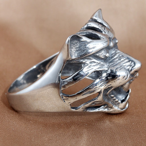 Wolf Head <b>Ring</b> Silver Men's Punk Animal Hollow Jewelry Gift 213024 - Product Image 3