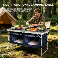 Table de camping pliante légère en aluminium, mobilier d'extérieur avec rangement, portable pour pique-nique, voyage, jardin, plage, randonnée