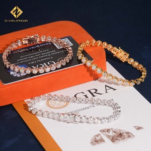 Bracelets de tennis de luxe unisexes ZUANFA JEWELRY en moissanite, argent 925 plaqué or 18 carats, taille brillant rond 4MM, sertissage clos - Product Image 4