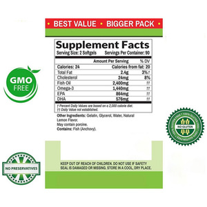 OEM/ODM Private Label 2400 мг Omega3 и рыбий жир Softgels пищевые добавки EPA <span class=keywords><strong>DHA</strong></span> улучшают рост, метаболизм и память - Product Image 4