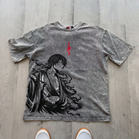 T-shirt graphique Anime Berserk Ichigo pour hommes, surdimensionné, effet délavé, style streetwear vintage