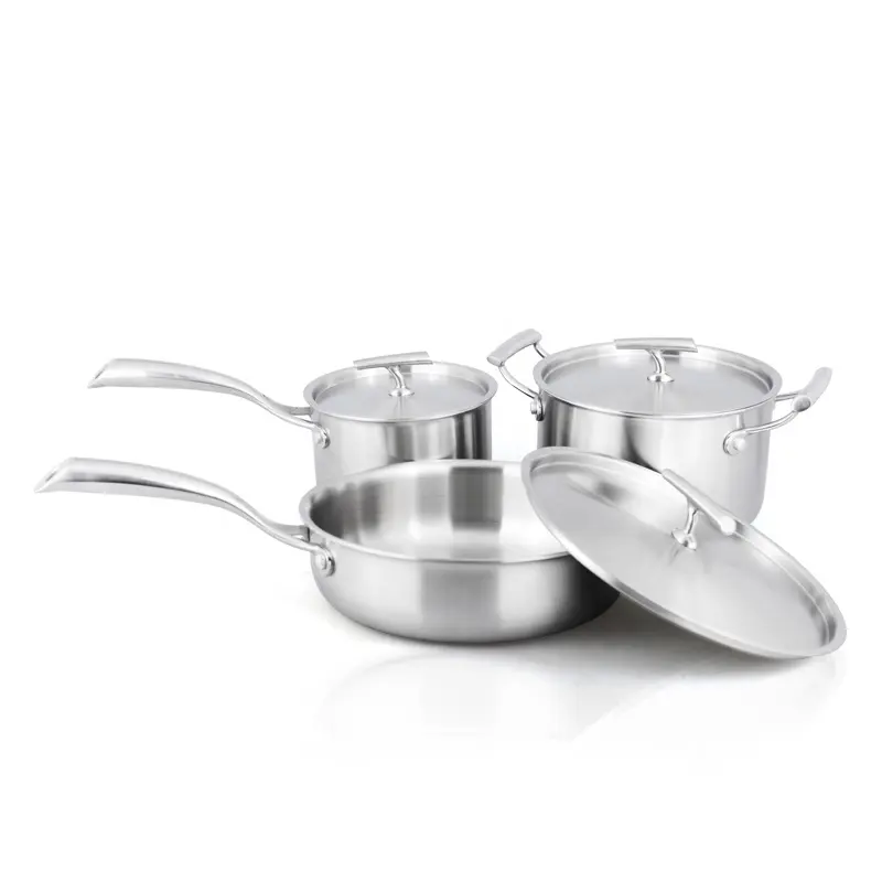 High quality luxury pot and pan set stainless steel german 6 piece cookware set