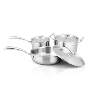 Set Panci dan Panci Mewah Kualitas Tinggi Set Peralatan Masak 6 Potong Stainless Steel Jerman