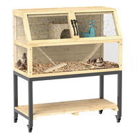 Luxuriöser Moderner Abschließbarer Mehrstöckiger Hamsterkäfig aus Tannenholz mit Belüftungsdesign Geräumiger Innenraum Aufbewahrungsregal & Räder