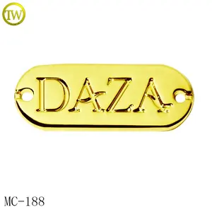 Abaya Label Custom U Shape Abaya Embossed Brand Logos Gold Plated Swimwear Accessory Crystal Tags Label For Clothes
