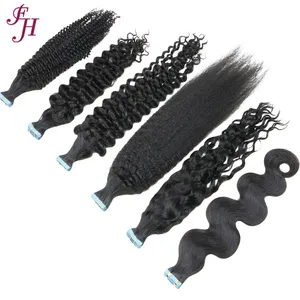 FH ruban frisé invisible pour cheveux brésiliens en gros de 12a extensions de cheveux vierges crus avec ruban frisé coquin remy 100% en cheveux humains