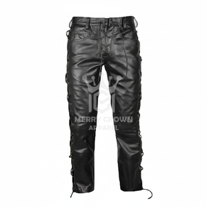 Best Quality Men's Genuine Leather Canvas Straight Pants-Lightweight Eco-Friendly Waterproof Breathable High Street Style - Product Image 1