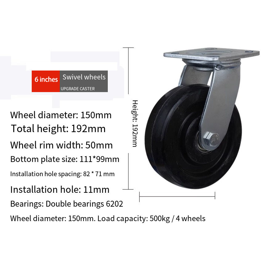 Caster Wheel 4*2 /5*2/6*2/8*2 Inch Black Flat Tread Phenolic Medium Heavy Duty for Iron for