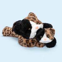 Peluche chat trois couleurs couché, oreiller en peluche chat vintage à motifs léopard, coussin corporel doux en gros, ornement de maison