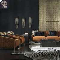 Wildes Sinnliches Nubuk-Leder-Sofa Orange Wohnzimmer-Sofa Hochwertig Exklusiv Luxuriös Modern Polster-Sofa Wohnzimmer-Set