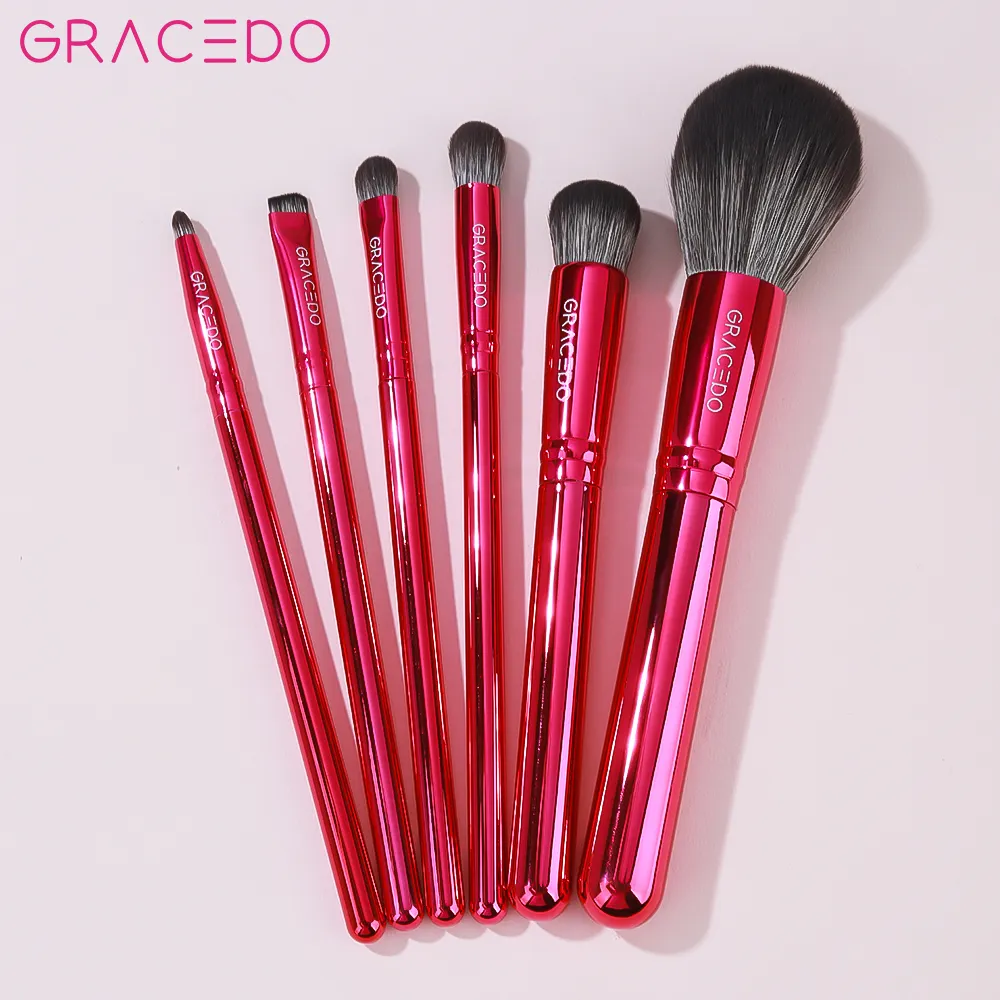 GRACEDO RTS 6pcs rose rouge ensemble de pinceaux de maquillage haute qualité professionnel vente en gros personnaliser fournisseur de pinceaux de maquillage fabricant