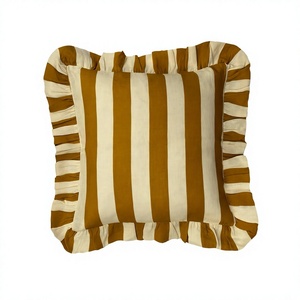 Sofa Fresh Ruffle Bohemian Cotton Striped Ruffle Flange <b>Pillow</b> Covers Decorative Frill Ruffled <b>Throw</b> <b>Pillow</b> Boho Designer <b>Pillow</b> - Product Image 1