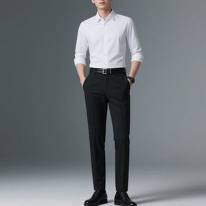 Pantalon de costume noir classique pour homme, coupe slim, pantalon de bureau formel - Confort extensible, infroissable - Product Image 6