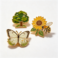 Broche en émail sur le thème des fleurs, feuilles et tournesols, plaquée or, sans plomb, sans nickel, petit cadeau |   Différentes tailles (10-40 mm)