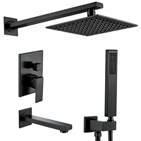 Ensemble de robinetterie de douche encastrée multifonction pour baignoire, avec douchette à main, pommeau de douche cascade et fonction pluie