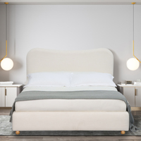 Cama Nube Tapizada Blanca Contemporánea Tamaño Queen para Muebles de Hotel y Villa