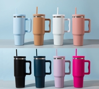Gobelet isotherme en acier inoxydable de 40 oz, bleu ciel, fabriqué en usine, tasse à eau, pour l'extérieur, la voiture, le voyage, mug à café avec poignée