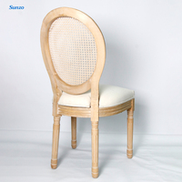 Chaise de salle à manger rustique en rotin français, dos de canne, Louis, mariage, empilable, en bois, XV, XVI, XV