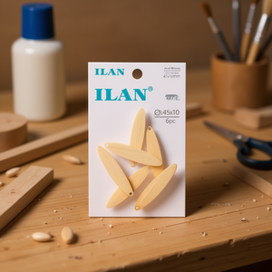 Pezzo ovale in legno ILAN 45x10mm 6 pezzi per progetti artigianali - Product Image 2