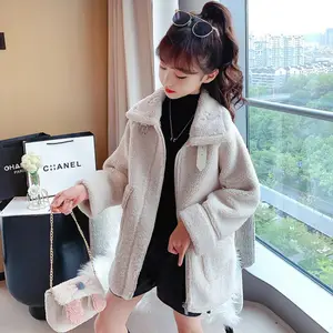 Зимняя верхняя одежда для девочек, осенняя Новинка, детский однотонный шерстяной свитер в Корейском стиле, стеганые куртки, пальто