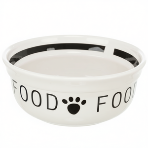 Tazón de Cerámica para Mascotas de 1.6 L, Diseño con Huellas de Patas Blancas y Negras, para Perros y Gatos - Product Image 2