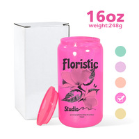Tasse à paille en verre borosilicaté de couleur unie à sublimation de 16oz allant au micro-ondes et au lave-vaisselle Design moderne