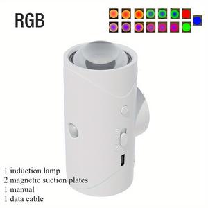 مغناطيس نوع الإصلاح C قابل لإعادة الشحن كشف الحركة ليلة RGB الملونة الجدار ضوء الليل المحيط للممر بوابة شرفة الحديقة - Product Image 3