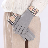 Gants classiques à carreaux britanniques, en daim et peluche, épais et chauds, pour l'hiver, pour écran tactile, à doigts séparés, coupe-vent, pour le cyclisme