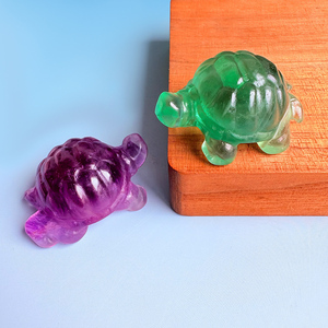 Bán buôn pha lê động vật khắc kẹo đầy màu sắc fluorite Rùa Biển tượng Thủ Công Thạch anh chữa bệnh đá khắc để bán - Product Image 2
