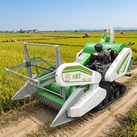 Mini Moissonneuse-batteuse compacte sur chenilles pour riz et blé, moteur diesel, coupe-riz, matériel agricole à vendre