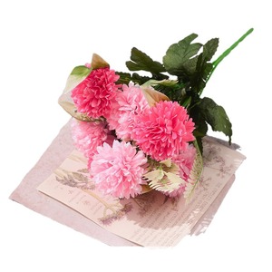 Bouquet artificiel de chrysanthèmes à 7 têtes simulées, fleurs en soie, décoration de mariage, art floral, décoration de salon - Product Image 5