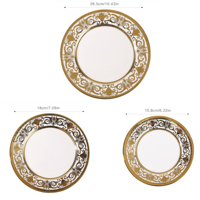 Assiettes en céramique et porcelaine avec bordure dorée, écologiques, style nordique européen, élégantes, pour mariage