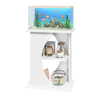 Meuble de Rangement Rectangulaire Moderne en Bois Brillant Écologique 5L Léger pour Aquarium avec Base Durable et Rangement Intégré
