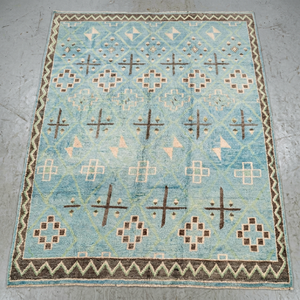 Blue Hand Knotted Wool Traditional Floral Oushak <b>Rug</b> for Living Room Bedroom Dining Area Pastel Non-Slip Pet Friendly - Product Image 1