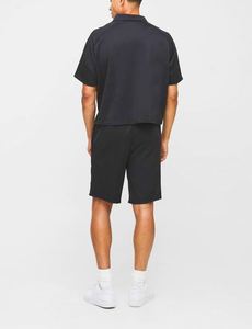 Black Oversized Boxy Polo & Short <b>Set</b> <b>2</b> <b>Piece</b> Lounge <b>Sets</b> Black And <b>White</b> Essentials <b>Set</b> - Product Image 4