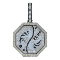 Liontin Talisman Zodiak Cina Bercahaya dalam Gelap Grosir 60mm Hip Hop CZ Charm Cocok untuk Rantai Cuban