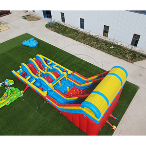 สไลเดอร์น้ำเป่าลม PVC ยอดนิยม สนามกีฬาเป่าลมขนาดใหญ่พร้อมสไลเดอร์สองเลนและผนังปีนป่ายสำหรับเด็กและผู้ใหญ่ - Product Image 4