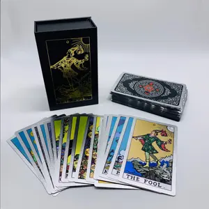 Zilver Folie Tarot Card Waterdichte Bordspel Kaarten Set Met Gids Boek En Delicate Doos