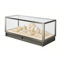 Vitrine en verre haut de gamme à vente chaude, présentoir portable pour montres, présentoir de comptoir en acier inoxydable pour bijoux avec serrure