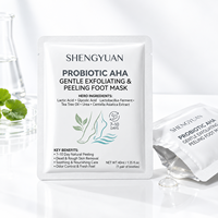 Masque exfoliant doux pour les pieds aux probiotiques fermentés, conforme à la norme CPNP, vente en gros, personnalisable, fabricant en vrac de bottes exfoliantes pour les pieds