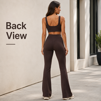 Conjunto de Yoga Personalizado para Mujer, Top Corto con Cuello Cuadrado y Pantalones de Yoga con Corte Acampanado, Ropa Deportiva para Gimnasio, Conjunto de Yoga de Dos Piezas