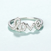Bague en argent sterling 925 avec lettres anglaises « Love », micro-pavé de zircon cubique, pour femme, cadeau de mariage, bijoux fins