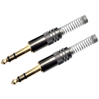 Prise audio mono TS et stéréo TRS mâle 6,35 mm (1/4 po), connecteur plaqué or avec protection anti-casse à ressort
