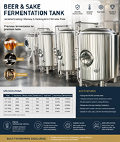 Cuve de Fermentation en Acier Inoxydable pour Bière et Sake avec Refroidissement Enveloppé et Plaque Mirralee pour la Production de Boissons en Brasserie