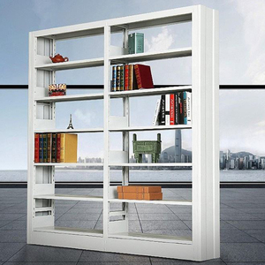 ชั้นวางหนังสือเหล็กสอง<span class=keywords><strong>แถว</strong></span> สำหรับบ้าน สำนักงาน ห้องนั่งเล่น ห้องสมุด พร้อมที่ใส่ป้ายชื่อ ช่องปรับได้ ประหยัดพื้นที่ ทนทาน - Product Image 1