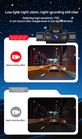 Caméra de tableau de bord WIFI 4 canaux avec écran de 3 pouces, assistance à la conduite, mode de stationnement 24 heures, vision nocturne à 360 degrés, 4 objectifs, caméra DVR pour voiture