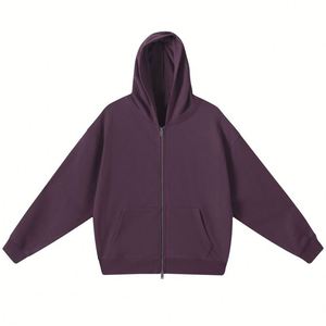 Sweat à capuche oversize de haute qualité 2025 avec double fermeture éclair, en molleton épais 420 g/m², épaules tombantes, double fermeture éclair nickelée, pour homme, hiver, 100 % coton - Product Image 1