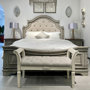 Letto matrimoniale in rovere massello stile country americano, letto cinese antico francese retrò di alta gamma per camera da letto padronale - Product Image 2